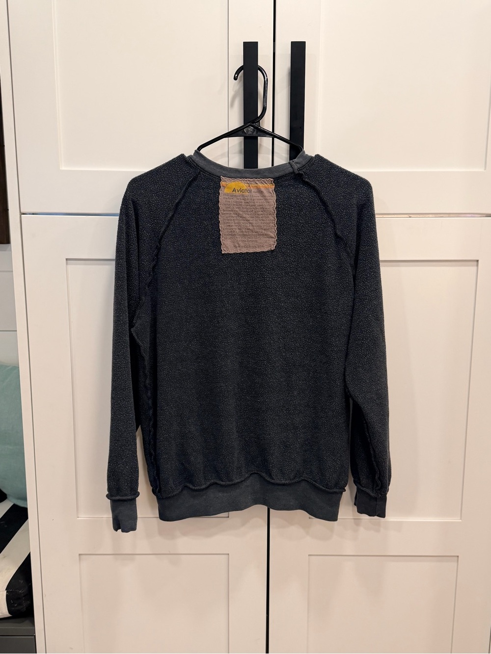 Aviator Nation Charcoal Gray Crewneck with White Lightning Bolt reversable small - Picture 5 of 5